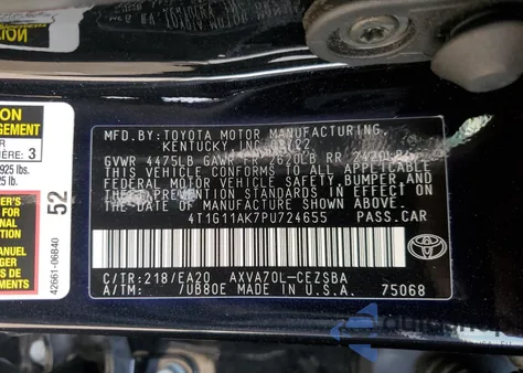 2023 Toyota Camry Se Night Shade from USA, damaged, VIN 4T1G11AK7PU724655